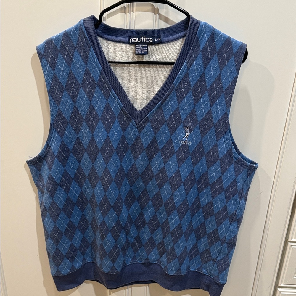 Nautica blue argyle diamond golf sweater vest L